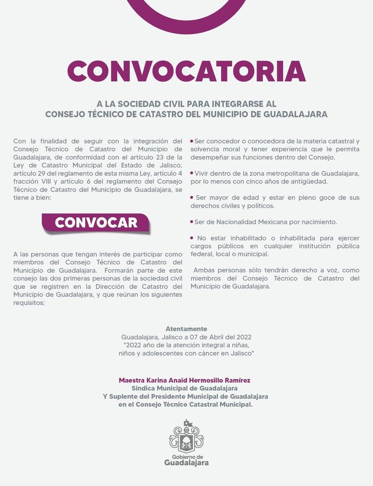 CONVOCATORIA CONSEJO TÉCNICO DE CATASTRO