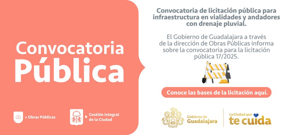 Convocatoria de licitación pública para infraestructura en vialidades y andadores con drenaje pluvial